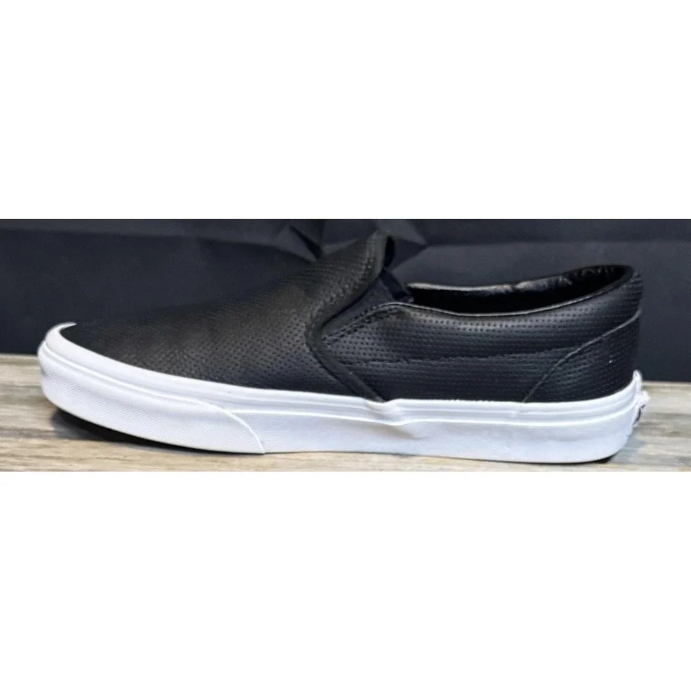 Vans Slip-On Shoes Mens Size 8 Womens 9.5 Black Perforated Skate Sneakers